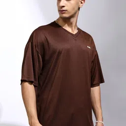 HIGHLANDER Men V-Neck Drop-Shoulder Sleeves Oversized T-shirt-image-0