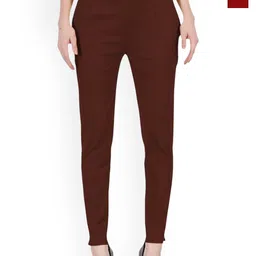 MIXFIT Women Pack Of 2 Slim Fit High-Rise Cotton Trousers-image-97