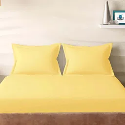 Sleeping Owls Yellow 210 TC Bedsheet with 2 Pillow Covers-picture-12