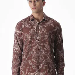 Jack & Jones Printed Spread Collar Long Sleeves Opaque Cotton Shirt-picture-27