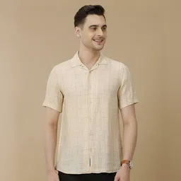 linen club Men Slim Fit Checkered Lapel Collar Casual Shirt-picture-25