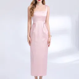 JC Collection Women Gathered Square Neck Sheath Midi Dress-picture-18