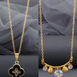 Birado Jewellery Set Of 2 Stainless Steel Gold-Plated Necklace-image-74