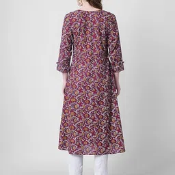 YUVVIK Floral Printed A-Line Pure Cotton Kurta image 2