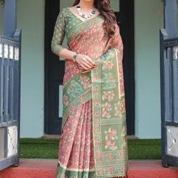 ALMAARI FASHION Ethnic Motifs Printed Pure Cotton Jamdani Saree-picture-27