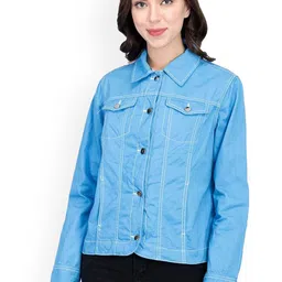 Stylecast X Kotty Women Spread Collar Denim Jacket image 1
