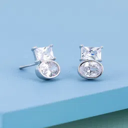 Kushal's Fashion Jewellery Rhodium-Plated Classic Zircon Studs Earrings-image-99