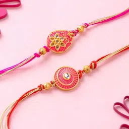 Floweraura Set of 2 Meenakari Rakhi With Lord Bal Gopal Krishna Idols Showpiece Gift Set image 3