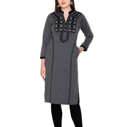 ROSARY Ethnic Motifs Yoke Design Woolen Winter Wear Kurta-picture-39