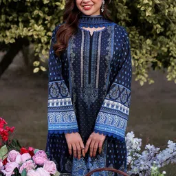 DIVASTRI Women Ethnic Motifs Printed Regular Kurta with Trousers & With Dupatta image 5