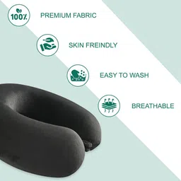 Kuber Industries Black Memory Foam Filled Polyester Travel Pillow image 4