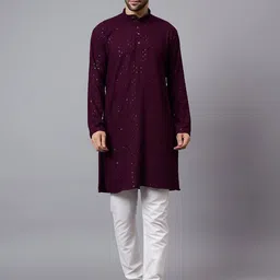 Yugnik Men Embroidered Regular Kurta with Pyjamas image 1