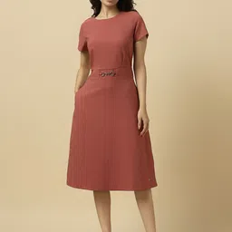 Allen Solly Woman Short Sleeves A-Line Midi Dress-image-33