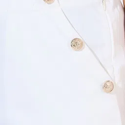 Styli Women Button Detail Straight Fit Cropped Trousers With Elasticated Back image 4