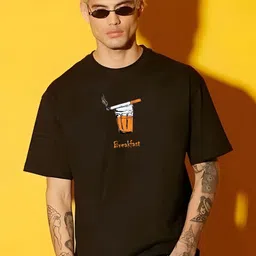 KAIDO Graphic Printed Round Neck Drop-Shoulder Sleeves Cotton Oversized T-Shirt-picture-32