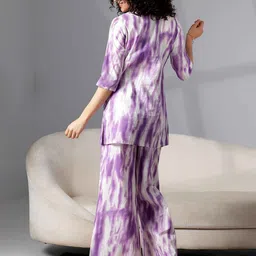 Libas Tie & Dye Printed Round Neck Kurti & Pyjama Nightsuits image 4