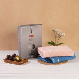 SPACES Pink & Blue 2 Piece Cotton 380 GSM Towel Set-picture-46