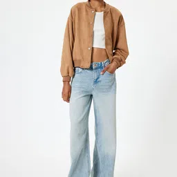 Koton Women Crop Bomber with Embroidered Jacket-picture-30