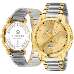 PERUCCI Men Patterned Dial & Stainless Steel Straps Analogue Watch P-440 Daul Tone image 3