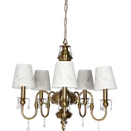 Fos Lighting Gold-Toned Printed 5-Light Chandelier Aluminium Ceiling Lamp image 2