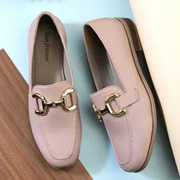 San Frissco Women Solid Round Toe Slip On Moccasins Horsebit Loafers-picture-15