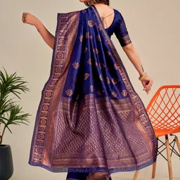 Vastravatika Ethnic Motifs Woven Design Zari Kanjeevaram Saree With Blouse Piece image 2