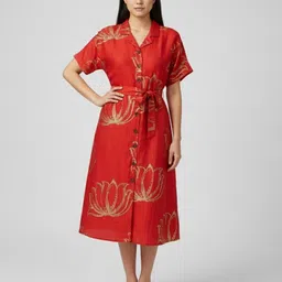 SZN Floral Print Shirt Midi Dress-picture-42