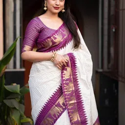 Sita Purple Silk Blend Woven Design Sarees image 2