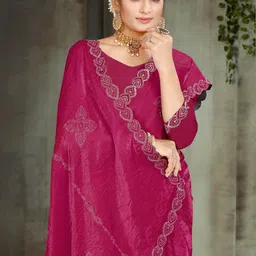 HANS ART AND CRAFT Embellished Sequinned Art Silk Heavy Work Saree image 3