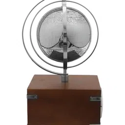 Decor de Maison Atlasphere Silver-Toned & Brown Globe Table Clock image 4