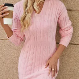 StyleCast Pink Self Design Bodycon Mini Dress-image-98