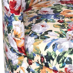 Shadowkart White & Green Printed Wooden & Velvet Mudda Pouffe Ottoman image 3