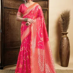 SANISA Woven Design Zari Silk Blend Handloom Saree-picture-30