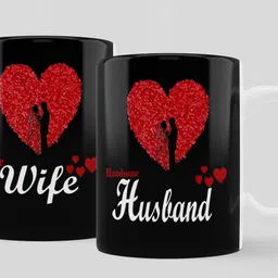 impactgift Cute Wife Handsome Husband Printed Coffee gift for Couple Ceramic Coffee Mug-picture-22