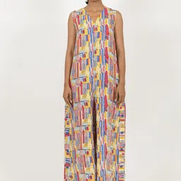 Rias Jaipur Linen Colourblocked Culotte Jumpsuit image 1