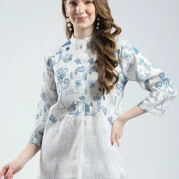 Monte Carlo Geometric Print Pure Cotton Shirt Style Top-picture-52