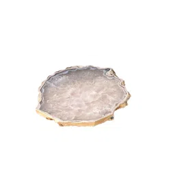 home arte Crystal Natural White Agate Stone Silver Plated Coaster Set of 4 Table Coaster for Bar Beer Coffee Tea Drinking Coasters for Dining Table Hot Pots image 2