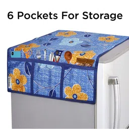 E-Retailer 5Pcs Blue & Black Printed Waterproof 3-Layered Refrigerator Covers image 5