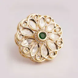 PANASH Gold-Plated Kundan-Studded Adjustable Finger Ring image 5