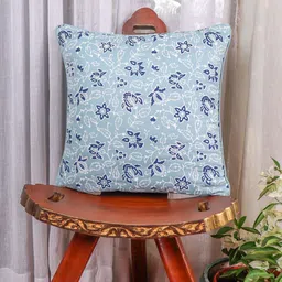 ZEBA Blue Embroidered Square Cushion Cover 16 inch x 16 inch-picture-10