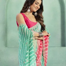 Kalista Embroidered Embellished Leheriya Georgette Saree image 2