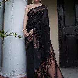 BerMondsey Woven Design Zari Silk Blend Banarasi Saree-picture-15