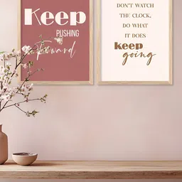 Kotart Brown & Pink 2 Pieces Typography Wooden Wall Arts image 2