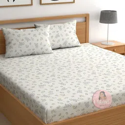 CHHAVI INDIA White Floral Printed 210 TC Microfiber King Bedsheet Set 2.75 m x 2.5 m-image-19