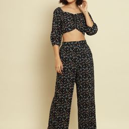 BAESD Floral Printed Sweetheart Neck Top With Trousers-picture-5
