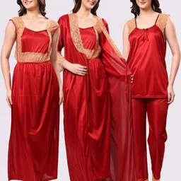 NIGHT KEYS Solid Short Sleeves Maxi Sweat Nightdress-image-91