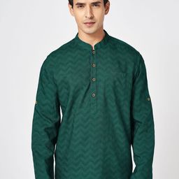 indus route by Pantaloons Men Thread Work Dobby Pathani Kurta-picture-36