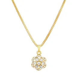 GGE NATURAL ITEM Unisex Crystals Studded Floral Shaped Pendant With Chain image 3