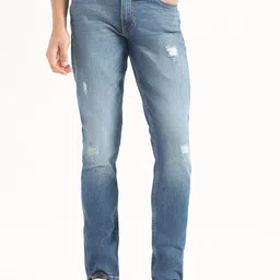 United Colors of Benetton Men Slim Fit Mid-Rise Mildly Distressed Light Fade Jeans-picture-24