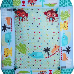 him tax Activity Play Gym Mat with 5 Hanging Toys | Foldable and Durable Cotton Play Mat Rattle image 3